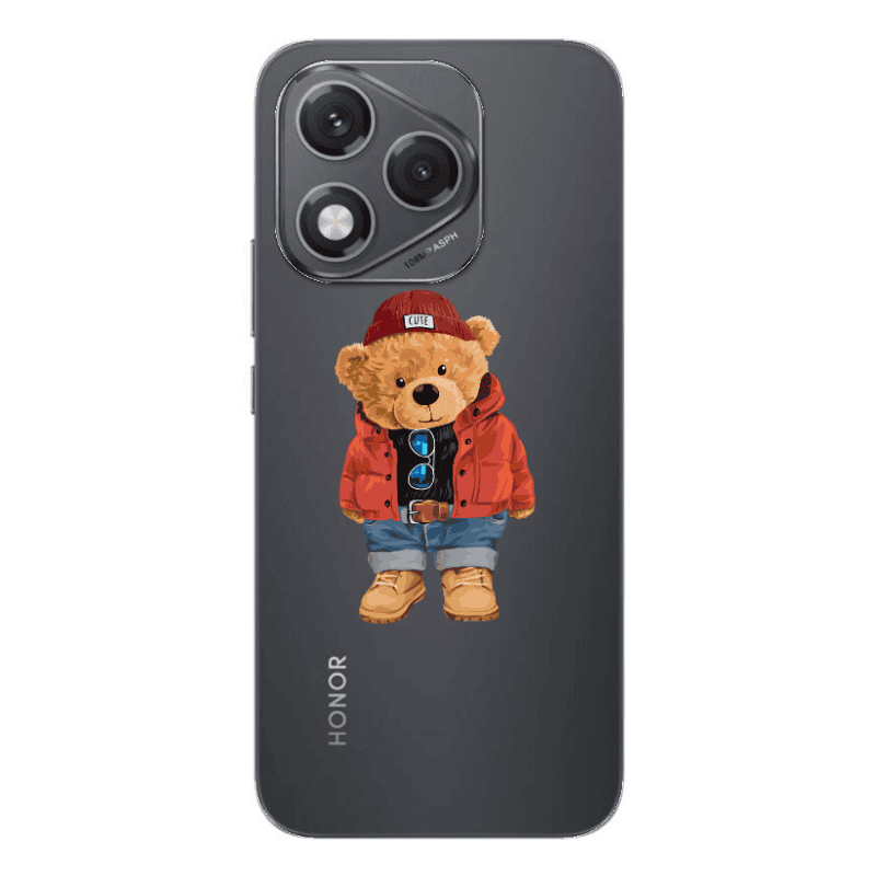 Honor 400 Lite Bear in a hat Transparent Silicone TPU Θήκη